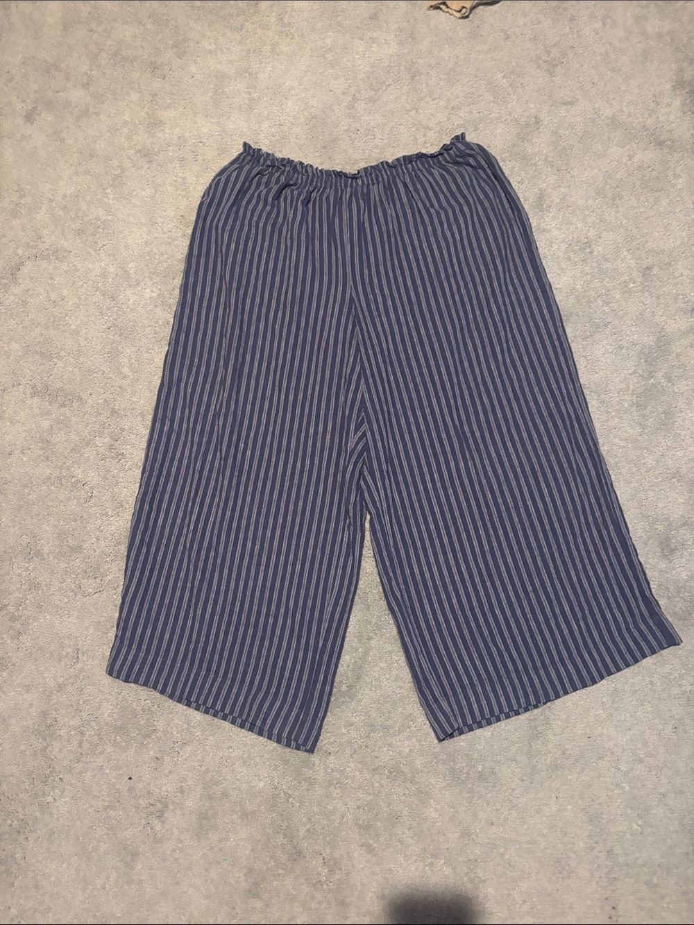 Arie Blue and White Striped Wide-Leg Linen Pant